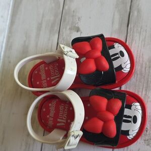 Mini Melissa Kids Sandals with Red and Black Bow